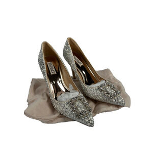 NEW Badgley Mischka Women's Silver Rhinestone Cher II Evening Pump Heels Size 9